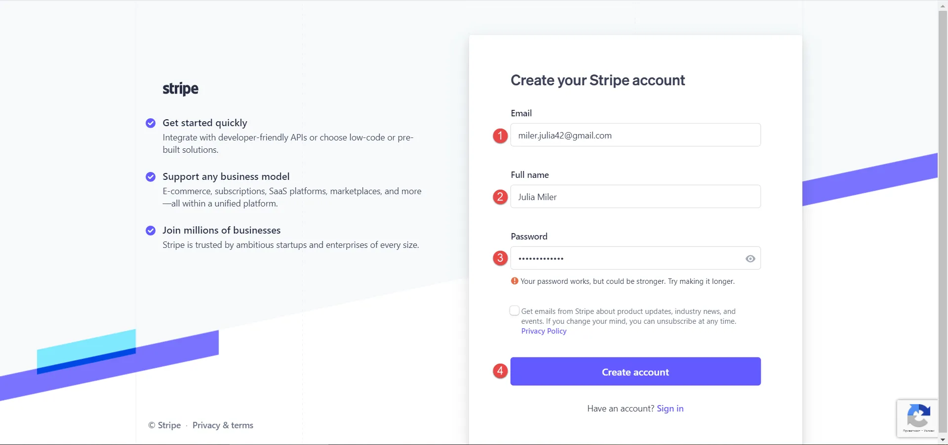 Cách tạo và bắt đầu sử dụng tài khoản Stripe hiệu quả